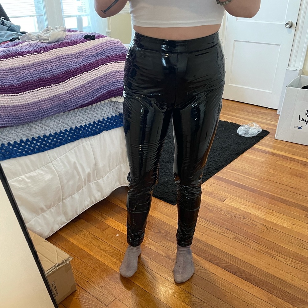 Black Fake Leather Pants